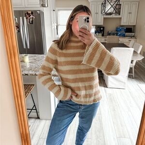 Maeve by Anthropologie Striped Mock Neck Sweater